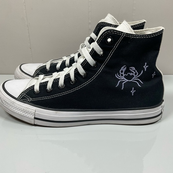 Chuck Taylor High Top Converse Zodiac Horoscope Cancer  8 M 10 W Shoes Black - Picture 4 of 9